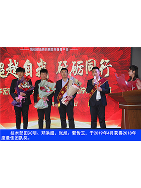 技术部田兴明、邓洪超、张旭、郭传玉，于2019年4月获得2018年度*佳团队奖
